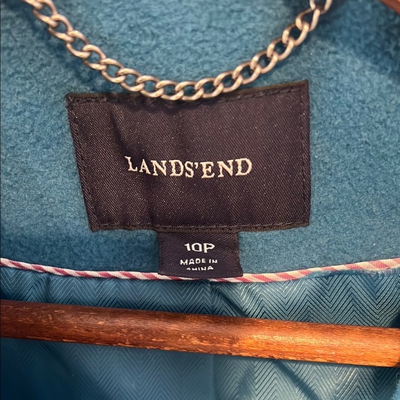 Lands' End Blue Pea Coat with Notched Lapels - Picture 6 of 6